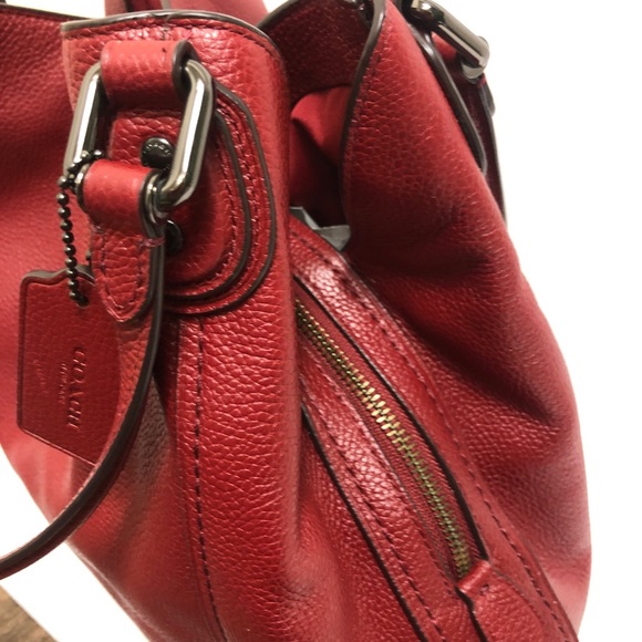 Coach Red Leather Satchel Bag - Picture 6 of 14